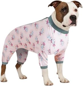 LovinPet Big Breed Dog Bodysuit Onesie for Male Dogs, Wound Care Dog Onesie, Stretchable 4 Legged Large Dog Jammies, Coral Elephant, Mouse Print, Pjs for Dogs,Medium