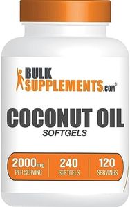 BULKSUPPLEMENTS.COM Coconut Oil Softgels - Pure Coconut Oil, Coconut Oil Capsules for Skin & Hair, Coconut Oil Supplement - Coconut Oil Pills, 2 Softgels per Serving (2000mg), 240 Softgels