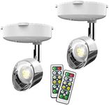 Wireless Spotlight, Battery Operated Accent Lights Art Lights for Paintings Mini Led Picture Light Puck Lights Wall Light, 4000k Light, 80 Lumens (Sliver)