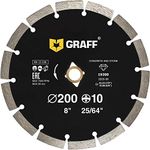 8 Inch Diamond Blade — Diamond Cutting Wheel for Cutting Stone, Marble, Granite, Brick, Masonry, Paving Flag, Concrete — Diamond Saw Blades Segment Height 0.394” (10 mm) — GRAFF