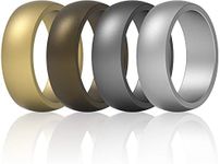 ThunderFit Mens Silicone Rings Wedding Bands Classic & Middle Line 8.7mm Wide 2mm Thick - 1/4/7 Variety Multipack (Men Bronze, Gold, Gun Metal, Silver, 5.5-6 (16.5mm))