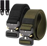 (2 Pack) Mens Tactical Belt Canvas Military Belt Nylon Heavy Duty Waist Belts for men with Quick Release Buckle 125 CM * 3.8 CM