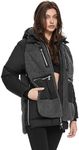 Orolay Women's Sherpa Jacket Thickened Puffer Down Coat Fuzzy Fleece Jacket Black XXL