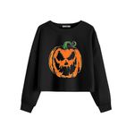 Arshiner Girls Halloween Sweatshirt Long Sleeve Pullover Lightweight Sports Leisure Clothing Children's Long Sleeve Shirt for Girls Pumpkin Print 150