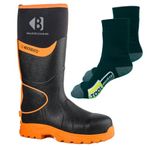 Buckler Buckbootz BBZ8000 Hi Visibility Neoprene Safety Wellington Boots with TM Boot Socks (Orange/Black, UK Footwear Size System, Adult, Men, Numeric, Medium, 9)