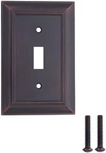 Amazon Basics Single Toggle Light Switch Outlet Wall Plate, Oil Rubbed Bronze, 3-Pack, 1 Gang