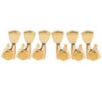 Musiclily Pro 3R3L 18:1 Ratio Full Sealed Locking Machine Heads Tuners Tuning Pegs Keys with Keystone Button 45 Degree Screw for LP SG Style Electric Guitar, Gold