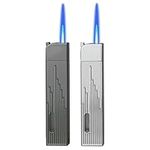 Laicengo Jet Torch Lighter, 2 Pack Butane Refillable Lighter, Cool Lighter with Visible Gas Tank and Adjustable Flame Dial, Great Gift for Men Dad Husband (Fuel Not Included)