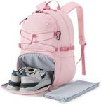 BAGSMART Gym Backpack Stylish Workout Sport Bag with Shoes Compartment Yoga Strap, 15.6" Travel Backpack for Women, Casual Weekender Carry On Backpack for Flight, College, Outdoor, Pink