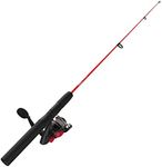 Zebco Dock Demon Spinning Reel and Fishing Rod Combo, 30-inch 1-Piece Fiberglass Fishing Pole, EVA Rod Handle, Size 10 Reel, Powertrain Drag, Pre-Spooled with 6-Pound Zebco Line, Red