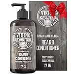 Viking Revolution Beard Conditioner 17oz with Argan & Jojoba Oils - Softens & Strengthens - Natural Peppermint and Eucalyptus Scent- Beard Softener with Beard Oil