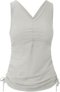 UV SKINZ Women's Swim Tankini – Modest Tankini Top with Built-in Bra Support, UPF 50+ Sun Protection, Flattering Ruched Sides to Conceal Tummy, Comfortable Swimwear for Women - Cool Grey - 3XL