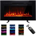 M.C.Haus Ultra-Thin Electric Fireplace Low Noise, 12 Variable & Breath Colors Flame, Recessed Wall Mounted Free Standing, Touch Screen & Remote Control, Crystal & Log Set(76cm/30inch)