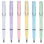 BOUILLIM 6pcs Inkless Pencils Eternal, Everlasting Pencil Replaceable Head, Infinite Pencil, Inkless Pen, Technology Unlimited Writing Eternal Pencil No Ink, with Replaceable Graphite Nib Pencil