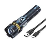 IBELL FL8498S Torch, High Power Rechargeable LED Torch Light, Long Range Flashlight with LCD Power Display & Zoom Focus, Heavy-Duty Build for Outdoor & Emergency Use (Black)