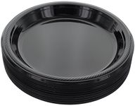 Disposable Plastic Plates Black, 10.4 Inches Plastic Dinner Plates, Strong and Sturdy Disposable Plates for Party, Dinner, Holiday, Picnic, or Travel Party Plates, Pack of 50 - by Amcrate