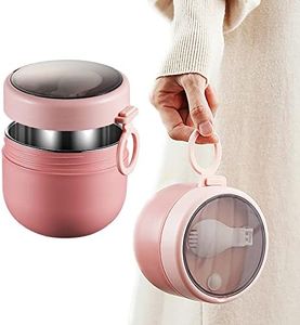 Aphmeir Overnight Oats Containers with Lids, 20oz Stainless Steel Inside Overnight Oats Jars with Spoon, Insulated Food Jars Portable Oatmeal Container Breakfast On The Go Cups (Pink)