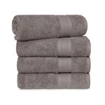 Trident Soft Comfort Air Rich 100% Cotton Towels for Bath, 500 GSM Large Size Bathroom Towels for Men/Women, 4 Pc Bath Towel Set (69cm x 137cm), Charcoal