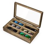 SRIWATANA Sunglasses Organizer for Women Men, 6 Slot Eyeglass Box Wood Case Eyewear Display Storage Tray, Father's Day Gifts, Carbonized Black