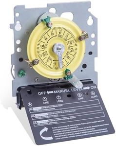T104M Mechanical Time Switch (Mechanism Only), 208-277V AC 40A DPST, 24-Hour Dial with 12 ON/Off Trips, Heavy-Duty Timer Switch for Pool Pumps Water Heater Lighting and HVAC, with 4 Timer Trippers