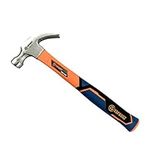 T TOPBUILT 16oz Curved Claw Hammer， Forged Steel and Fiberglass Shock Resistant Non Slip Handle 65025