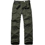 linlon Fulture Direct Men's Outdoor Casual Quick Drying Hiking Cargo Pants with 8 Pockets,Army Green,32