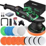 BATOCA Dual Action Car Polisher Buffer Sander 1100W Orbital DA Polishing Machine 5inch Polishing Pads Kit for Car Floor Detailing Polish Buffing 15mm Orbit Variable 6 Speeds 2500-5500RPM D&Side Handle