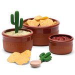 Monkey Business Bowlero Dipping Bowls Set, Terracotta Serving Bowls with 3 Dipping Sauce Bowls and 2 Dip Spoons, Decorative Mexican Serving Bowl Set for Guacamole Salsa BBQ Soy Sauce Mexican Dips