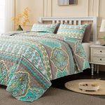 Mooreeke 3 Pieces Microfiber Lightweight Quilt Set Queen Size Reversible Quilted Bedspreads with Shams Stitching Coverlet Bedding Set Blanket for Queen/Full Size Bed 90 x 90 Inches