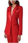 Women's Two Piece Office Lady Suit Slim Fit Blazer Pants Business Suit Set Casual Wear Outfit Prom Suit Red XXL