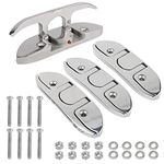 NovelBee 4pcs Boat Cleat, Dock Cleat, 316 Stainless Steel Folding Dock Boat Cleats Deck Flip Up with Fasteners (4-1/2")