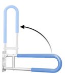 KosmoCare Wall Mounted Flip up Aluminum Grab Bar Rails 23.6 Inch Toilet Handrails Bathroom Safety Bar Hand Support - Oasis Blue