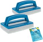 U.S. Pool Supply Hand-Held Pool Scrub Brush, 2 Pack - Scrubbing Scouring Sponge Pad - Clean Pool Tile & Grout, Walls, Vinyl Liners, Spas - Surface Cleaning Scrubber, Kitchen, Bathroom Tub, Shower Tile