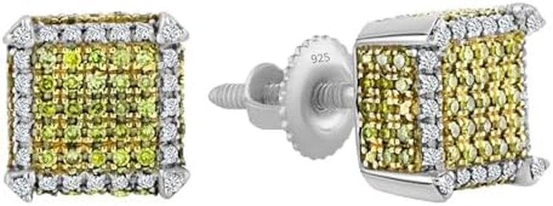 Dazzlingrock Collection 0.40 Carat (ctw) Round Yellow & White Diamond Hip Hop Dice Mens Stud Earrings in 925 Sterling Silver in Screw Back