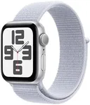 Apple Watch SE (2nd Gen) [GPS 40mm] Smartwatch with Silver Aluminum Case with Winter Blue Sport Loop. Fitness & Sleep Tracker, Crash Detection, Heart Rate Monitor, Carbon Neutral
