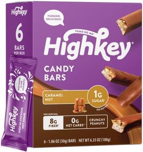 HighKey Sugar Free Chocolate Caramel Candy Bar - Keto Snacks Peanut Butter Nougat Bars Diabetic Dessert Low Carb Candies Healthy Chocolates Diet Friendly Food Adults No Sugar Added High Fiber Bars 6ct