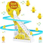 KeenKid Small Duck Climbing & Moving Toy, with Musical Track Slide - Stair climbling Duck Toy Set, Escalator with Soft Music (Duck), Blue