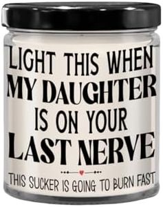 The Improper Mug Son in Law Candle from Mother in Law Light This When My Daughter is on Your Last Nerve Funny Birthday Christmas 9 Oz. Vanilla Scented Soy Wax for Men