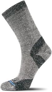 FITS Medium Rugged Crew Socks for Men and Women – Merino Wool, Breathable, Odor-Resistant, Cushioned, Durable Knit, Whole Foot Comfort, Coal, Large