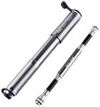 PRO BIKE TOOL Mini Bike Pump with Gauge, Presta and Schrader Valve Compatible Bicycle Tire Pump for Road, Mountain and BMX Bikes, High Pressure 100 Psi, Mount