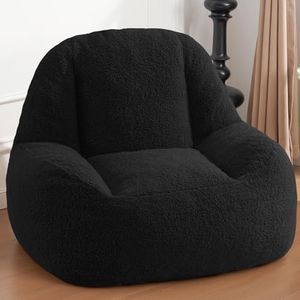 Homguava Bean Bag Chairs for Adults, Giant Beanbag Couch Adult Bean Bag Chair Sofa with Filler Included, Modern Lazy Lounger Comfy Chair for Living ROM(Black)