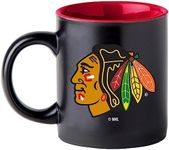 Boelter Brands Two Toned Matte Black Coffee Mug, NHL Team Logo with Inner Team Color (Chicago Blackhawks)