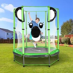 Genki 55 Inch Koala Round Trampoline for Kids with Safety Net Enclosure Indoor Outdoor Jumping Toy