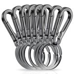 Amaxiu Heavy Duty Carabiner Keychain, Zinc Alloy Key Chain with Keyring Quick Release Metal Key Ring Clips Keyring Holder Organizer Car Key Finder Hook Keys Clip for Men Women (8 Pcs Grey)