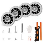 Luggage Wheels Replacement Kit 4PC 2in/50mm Thick 0.7in/18mm PU Wheels with Ball Bearing 3 Size Axles Fit 6mm&8mm Shaft Slot Full Set Repair Tool for Suitcase Trolley Bag Draw-bar Travel Box