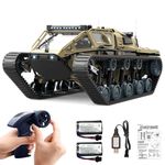 Mostop Remote Control Tank 1/16 Scale High Speed RC Tank Offroad Crawler for Kids, 2.4Ghz Remote Control Crawler Drift Tank Army Truck with 2 Batteries, 360°Rotating Drifting Truck Toy Gifts (yellow)