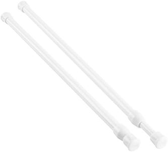 KXLIFE 2 Pack Small Spring Tension Curtain Rod 16 to 28 Inch, Tension Rods No Drill for Window Cupboard Closet,White