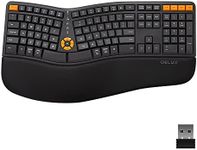 DELUX Full Size Wireless Ergonomic Keyboard with Wrist Rest, Ergo Split Keyboard, 2.4G+Bluetooth, 112 Keys, Comfortable Natural Typing for Carpal Tunnel (GM905DB-Black)