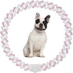 Pink Dog Chain Collars,Bling Diamond Cuban Link Dog Collar Rhinestone Cat Chain Sparkly Glitter Girls Female Kitten Puppy Dogs Necklace for Small Medium Large Pet,8 Inch