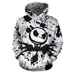 M_Eshop Unisex Novelty 3D Printed Jack Skellington Pullover Nightmare Before Christmas Hoodie (White, XXX-Large)